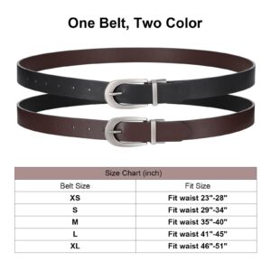 XZQTIVE Reversible Leather Belts for Women with Rotated Metal Buckle Fashion Women Belts(1 Pcs Black/Brown)