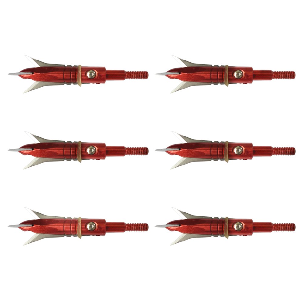 e5e10 12pcs Hunting Broadheads 100 Grain Archery Broadheads New Stell Broadheads + 1 pcs Black Broadhead Case for Arrowheads (red)