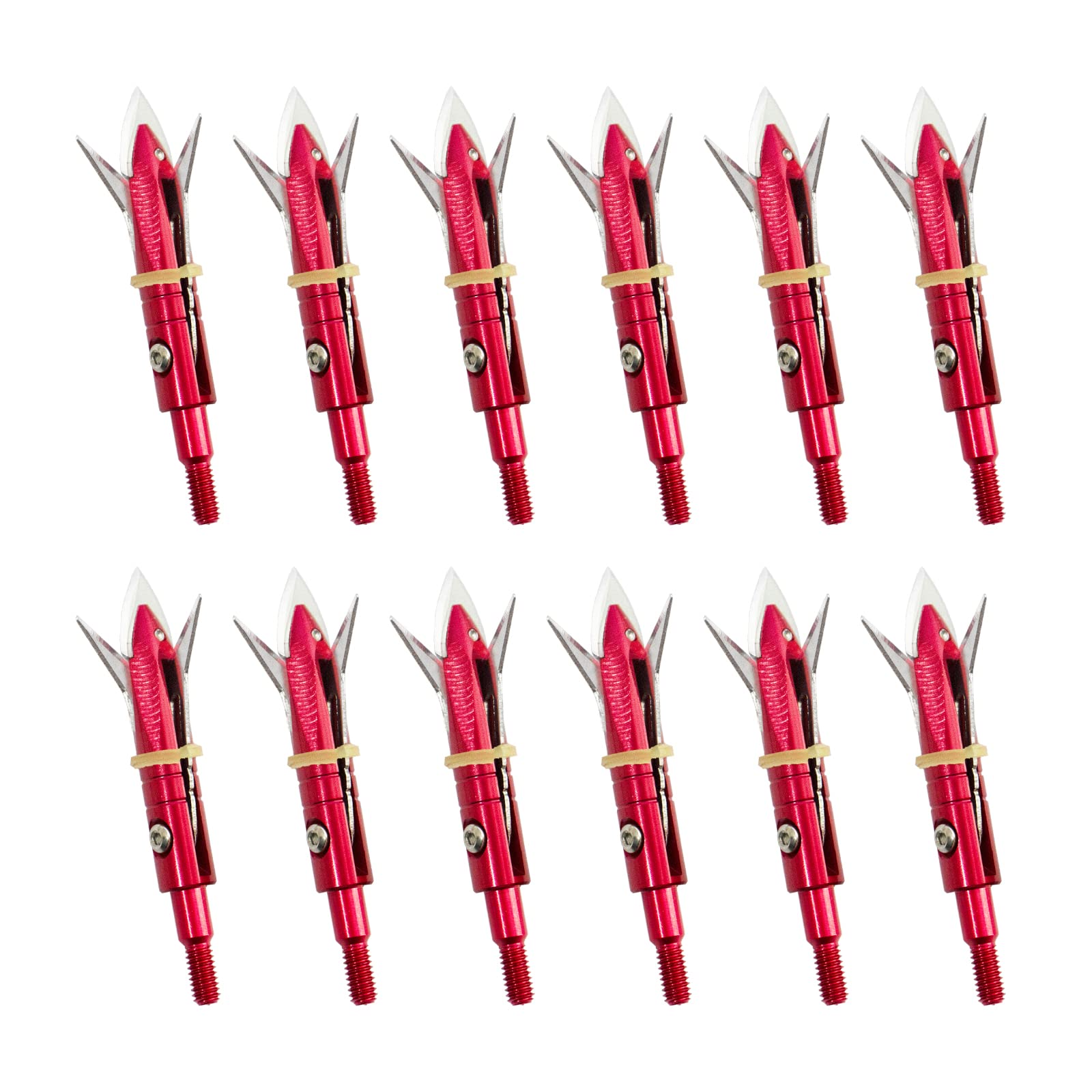 e5e10 12pcs Hunting Broadheads 100 Grain Archery Broadheads New Stell Broadheads + 1 pcs Black Broadhead Case for Arrowheads (red)