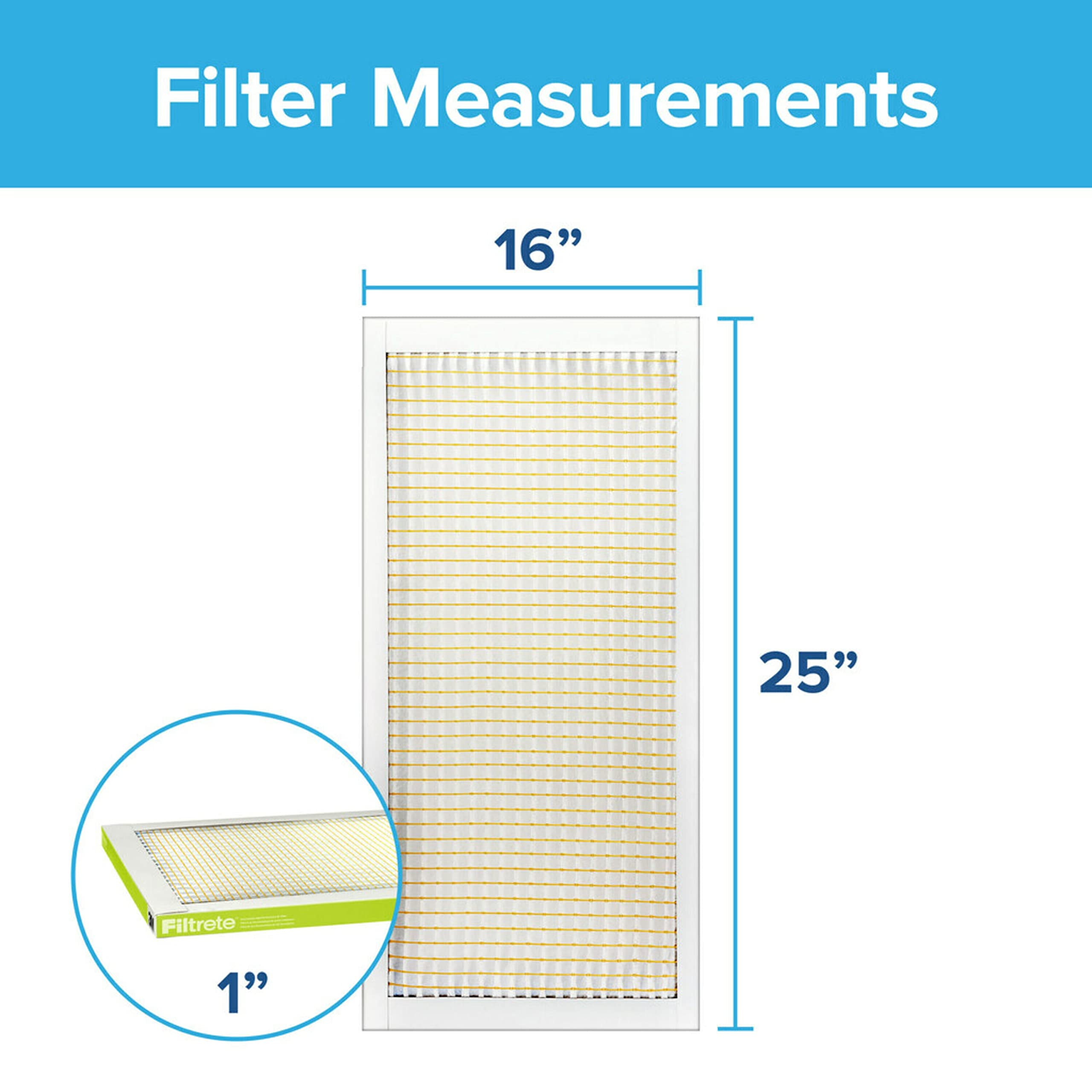 Filtrete 16x25x1 Air Filter, MPR 600, MERV 7, Clean Living Dust Reduction 3-Month Pleated 1-Inch Air Filters, 6 Filters