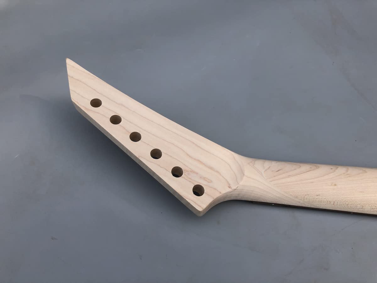 Maple Guitar Neck 24Fret 25.5inch Rosewood Fretboard Shark Fin Inlay Bolt One Heel Reversed head