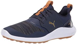 puma golf men's ignite nxt lace golf shoe, peacoat-puma team gold-puma white, 9.5 m us