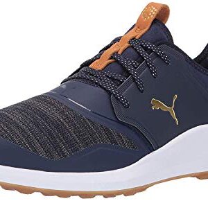 Puma Golf Men's Ignite Nxt Lace Golf Shoe, Peacoat-Puma Team Gold-Puma White, 9.5 M US