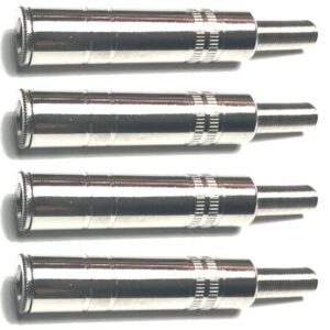 CESS 1/4 Inch TS Female Jack -1/4" Cable Connector for Microphone and Guitar - 6.35mm Mono Socket (4 Pack)