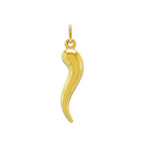 ca charmamerica gold italian horn charm - 10 karat solid gold - dangle charm - cornicello charm pendant (small)