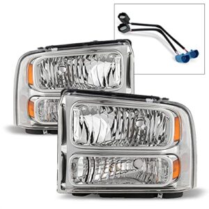 acanii - for 1999-2004 ford super duty f-250 f-350 truck excursion conversion chrome headlights headlamps set left+right