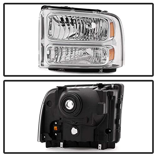 ACANII - For 1999-2004 Ford Super Duty F-250 F-350 Truck Excursion Conversion Chrome Headlights Headlamps Set Left+Right