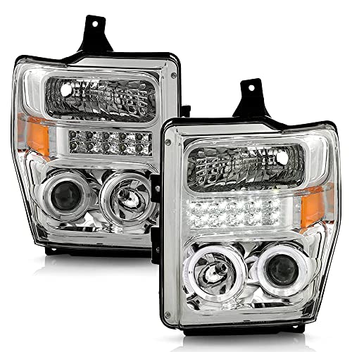 ACANII - For 2008 2009 2010 Ford F250 F350 F450 SD LED Halo Projector Headlights Headlamps Driver + Passenger Side