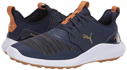 Puma Golf Men's Ignite Nxt Lace Golf Shoe, Peacoat-Puma Team Gold-Puma White, 10.5 M US