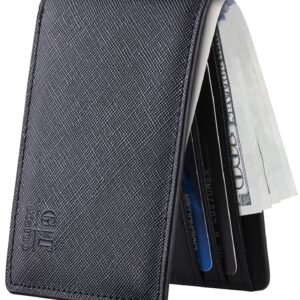 Gostwo Slim Wallet for Men Minimalist Leather ID Window Front Pocket Bifold Wallet