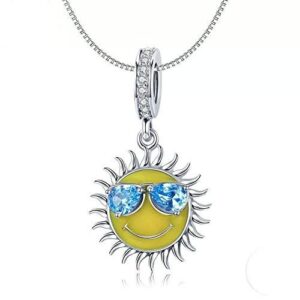 abaola sun & blue eyeglasses pendant 925 sterling silver beads for fashion charms bracelet & necklace