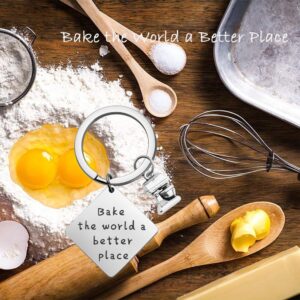 MAOFAED Gift for Baker Bake the World a Better Place Culinary Student Gifts Bake Lover Keychain Gift (KR-Baker Keychain)