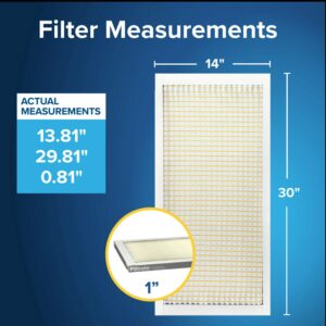 Filtrete 14x30x1 AC Furnace Air Filter, MERV 5, MPR 300, Capture Unwanted Particles, 3-Month Pleated 1-Inch Electrostatic Air Cleaning Filter, 6-Pack (Actual Size13.81x29.81x0.81 in)