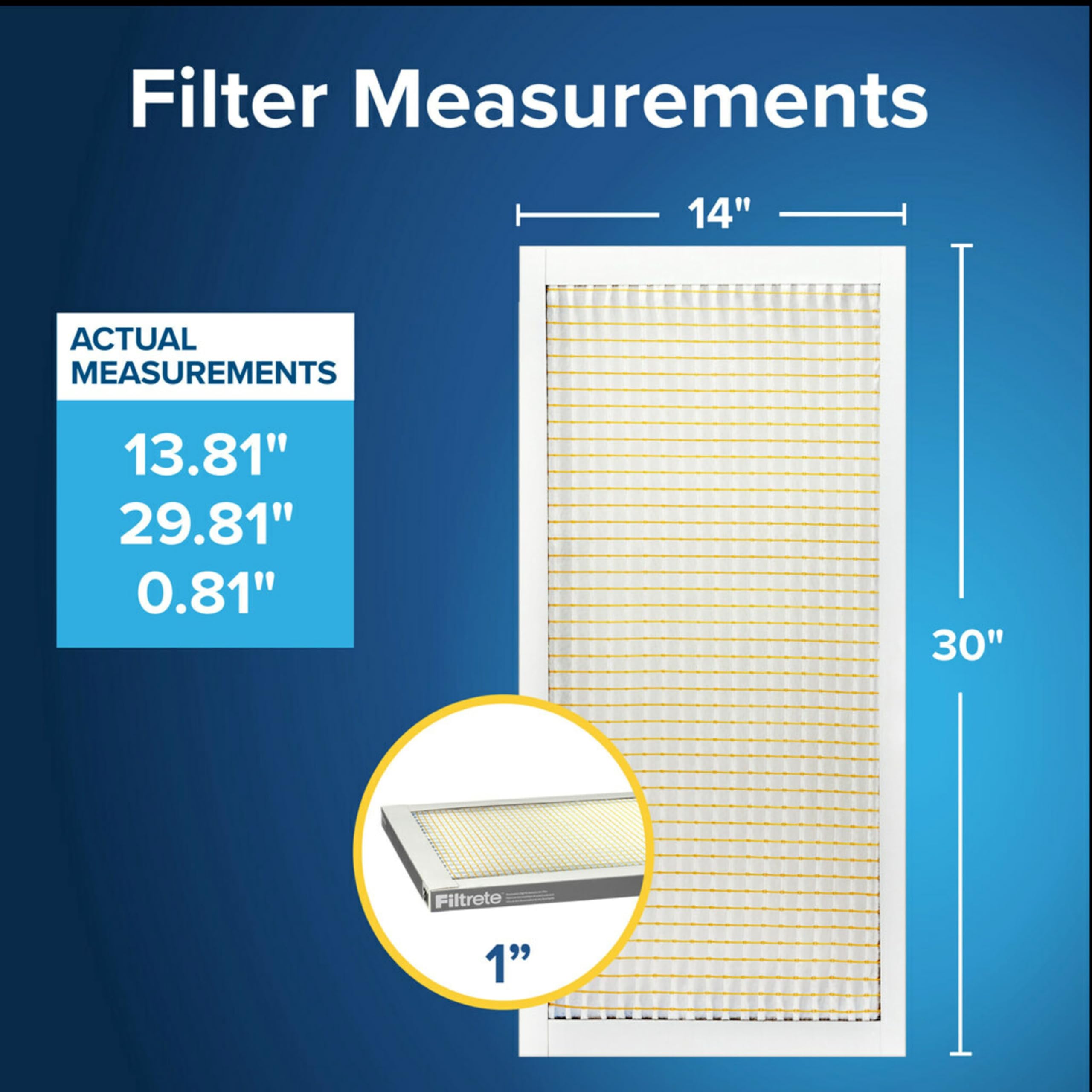 Filtrete 14x30x1 AC Furnace Air Filter, MERV 5, MPR 300, Capture Unwanted Particles, 3-Month Pleated 1-Inch Electrostatic Air Cleaning Filter, 6-Pack (Actual Size13.81x29.81x0.81 in)