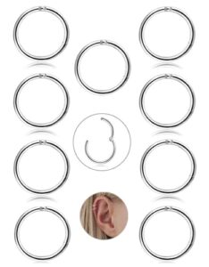 fibo steel 9 pcs stainless steel 16g cartilage hoop earrings for men women nose hoop ring helix septum conch daith lip tragus piercing jewelry