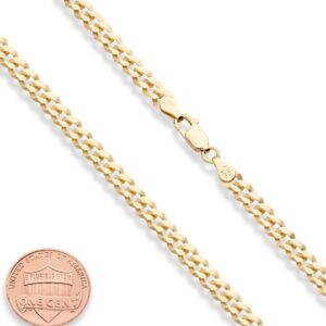 Miabella Solid 18K Gold Over 925 Sterling Silver Italian 5mm Diamond-Cut Cuban Link Curb Chain Necklace for Women Men, Made in Italy (24 Inches)