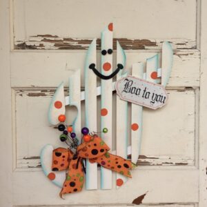 AGD Halloween Decor - Slat Wood Pumpkin and Ghost Double Door Wreaths