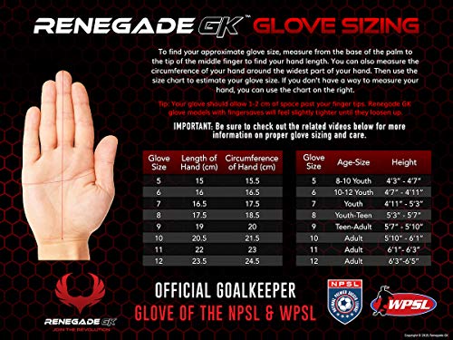 Renegade GK Triton Specter Goalie Gloves with Pro-Tek Fingersaves | 3.5+3mm Super Grip & 4mm Duratek | Black & Blue Soccer Goalkeeper Gloves (Size 5, Kids, Boys, Girls, Roll Cut, Level 2)