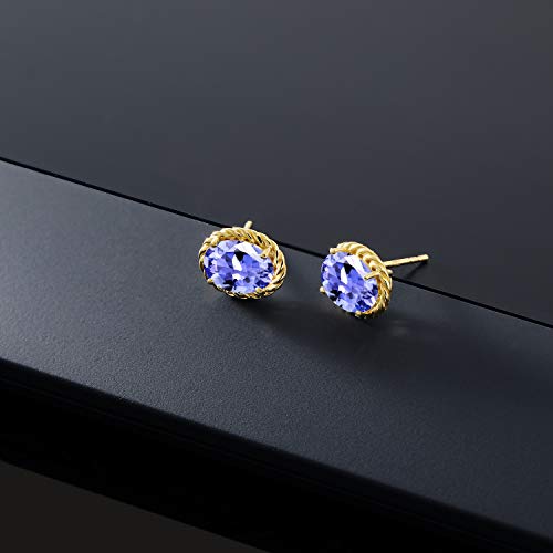 Gem Stone King 14K Yellow Gold 8X6MM Oval Gemstone Birthstone Earrings | Yellow Gold Earrings for Women