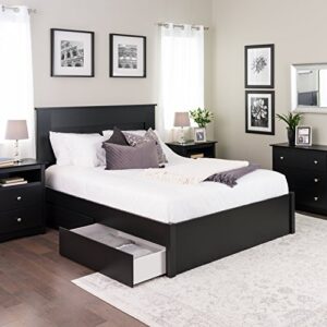 Prepac Select Queen 4-Post Raised Platform 2-Drawer Storage Bed, Modern Queen Storage Bed with Drawers 83" D x 63" W x 16" H, Black, BBSQ-1302-3K