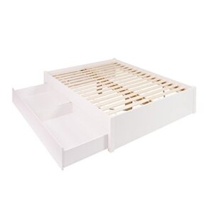 Prepac Select Queen 4-Post Raised Platform 2-Drawer Storage Bed, Modern Queen Storage Bed with Drawers 83" D x 63" W x 16" H, White, WBSQ-1302-3K