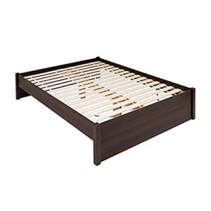 Prepac Select Queen 4-Post Raised Platform Bed with Under Bed Storage Space, Modern Queen Storage Bed 83" D x 63" W x 16" H, Espresso, EBSQ-1302-2K