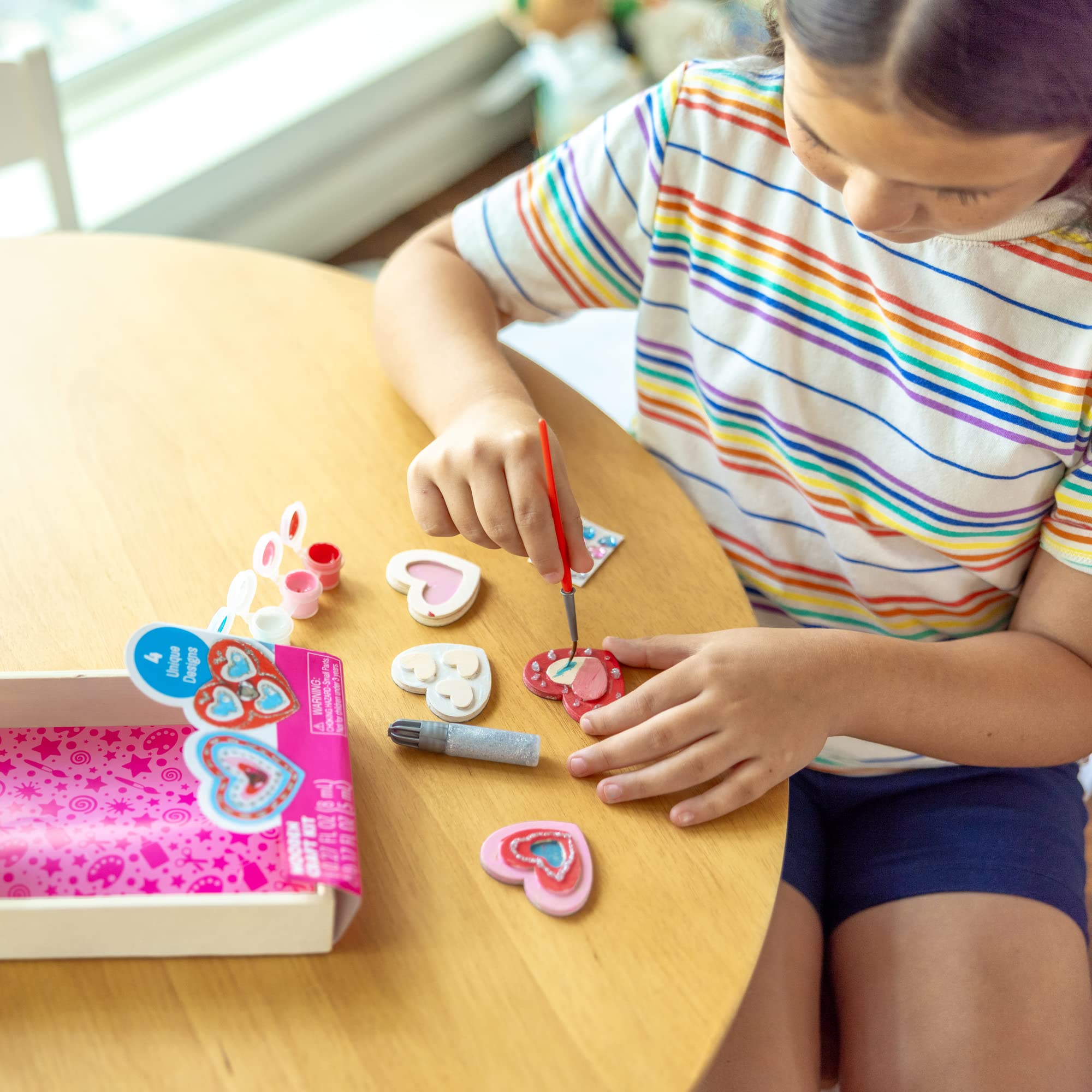 Melissa & Doug Created By Me! Paint & Decorate Your Own Wooden Magnets Craft Kit – Butterflies, Hearts, Flowers - Kids Craft Kits, Great Activity For Rainy Days And Party Favors, Ages 4+