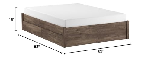 Prepac Select Queen 4-Post Raised Platform 2-Drawer Storage Bed, Modern Queen Storage Bed with Drawers 83" D x 63" W x 16" H, Drifted Gray, DBSQ-1302-3K