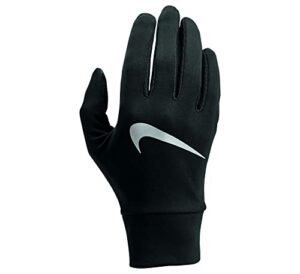 nike womens lightweight tech runnin gloves black | silver medium