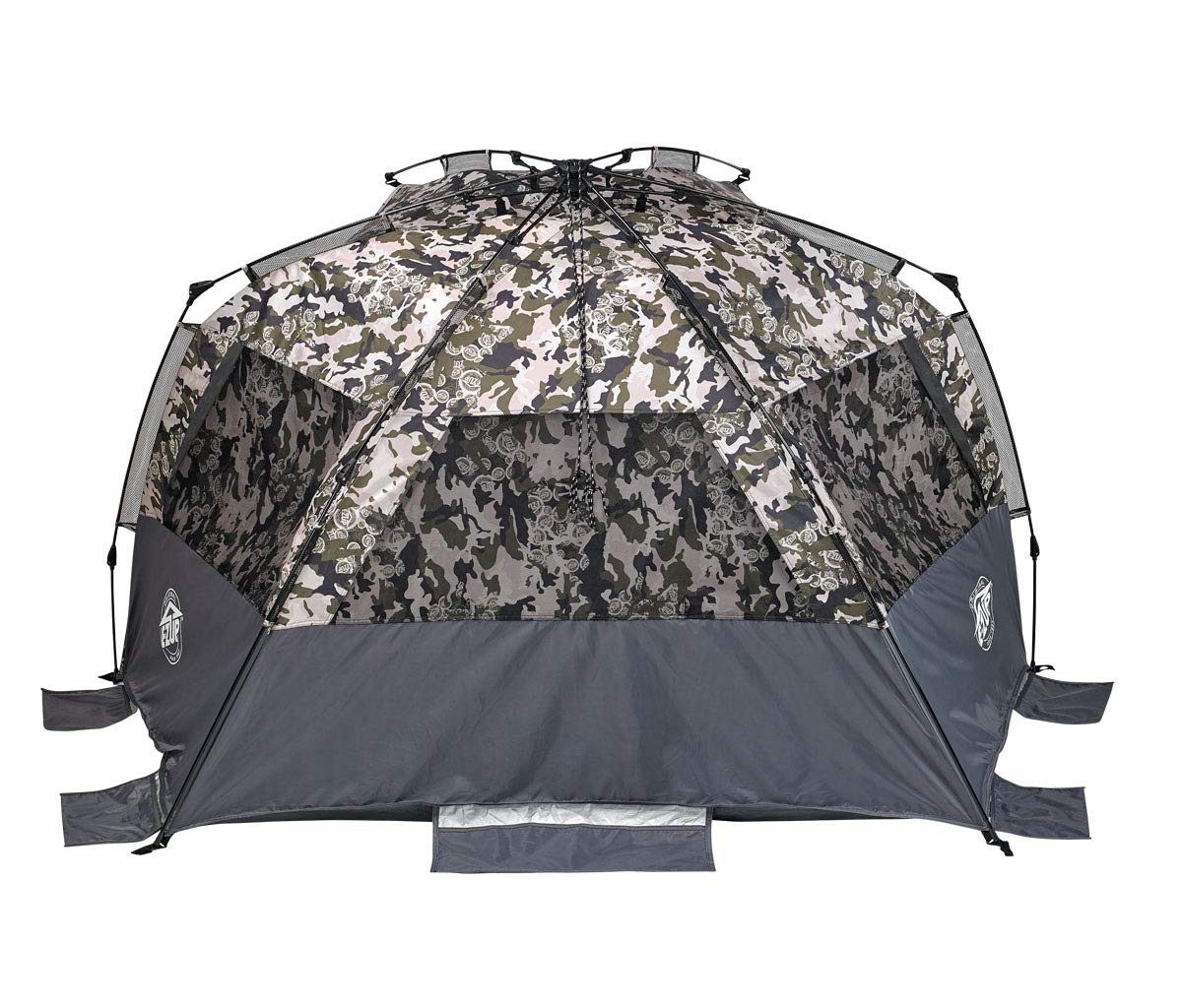 E-Z UP Wedge Portable Beach Tent, 51"x51" Entrance with 3 Roll-Up Windows and Storage Pocket, Camo Spring