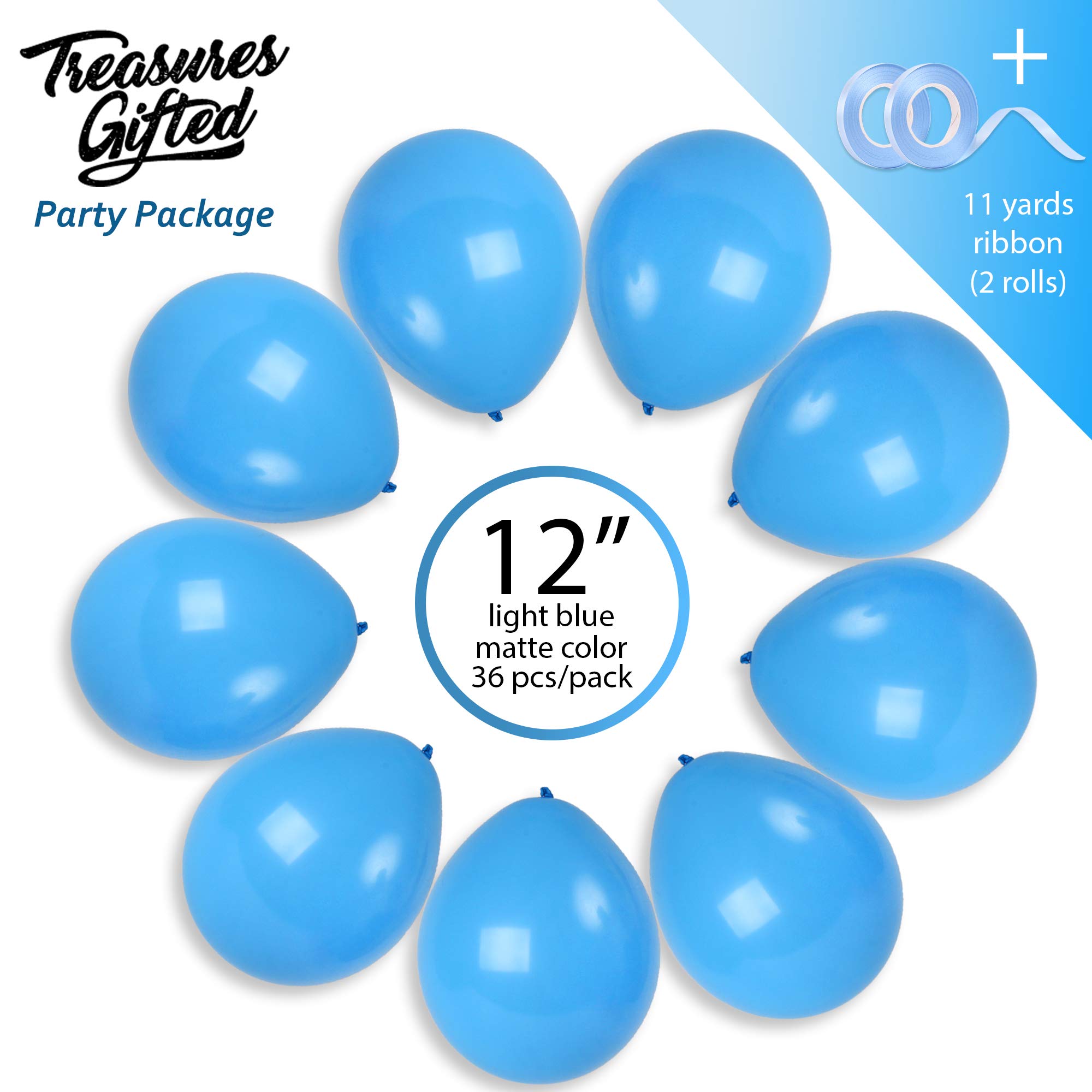 Treasures Gifted Light Blue Balloons - Baby Blue Balloons - Pastel Blue Balloons - Dusty Blue Balloons - Latex Sky Blue Balloons - Steel Blue Balloons - Robins Egg Blue Balloons - Blue Balloons 100 Pc