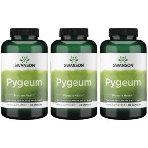 swanson pygeum - 120 capsules, 400 mg each - herbal supplement for male prostate health, bladder, and urinary tract support (3 pack)