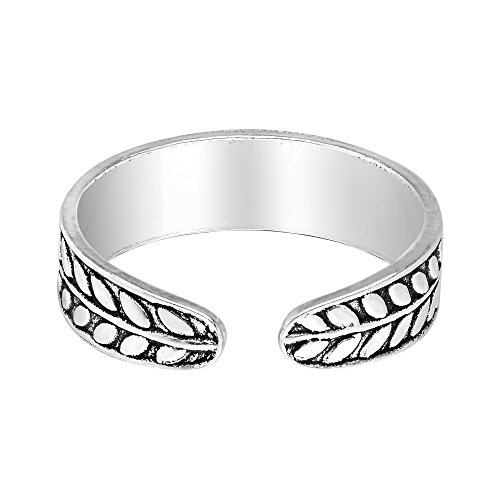 AeraVida Peaceful Olive Branch Leaf Wrap Band .925 Sterling Silver Toe Ring or Pinky Ring | Minimalist Toe or Pinky Ring | Adjustable Sterling Silver Toe Ring for Women