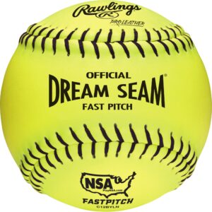 rawlings | official dream seam fastpitch softballs | nsa | 12" pro leather cover | c12byln | 12 count