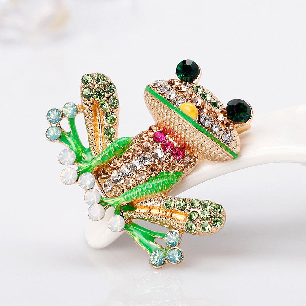 Comelyjewel Frog Brooch Pins for Women Men, Enamel Rhinestone Colorful