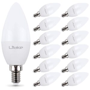 litake e12 led bulbs 60w equivalent,e12 led candelabra bulbs daylight,led ceiling fan light bulbs, 5000k led chandelier bulb, 600 lumens, candelabra base ceiling fan light bulbs,12 pack