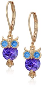 betsey johnson cz owl drop earrings