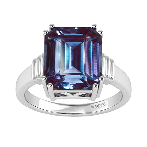 V3 Jewelry Sterling Silver with Color Changing Alexandrite Solitaire Ring