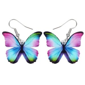 Bonsny Drop Dangle Floral Butterfly Earrings Fashion Insect Jewelry For Women Gift