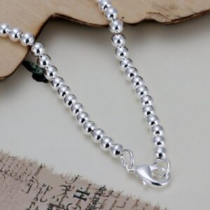 Cutesmile Fashion Jewelry 925 Sterling Silver 4mm Lucky Round Beads Bracelet for Women