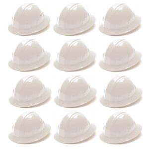 pyramex hp24110 full brim hard hat 4 point ratchet suspension - white, 12 count