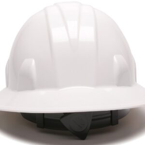 Pyramex HP24110 Full Brim Hard Hat 4 Point Ratchet Suspension - White, 12 Count