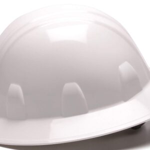 Pyramex HP24110 Full Brim Hard Hat 4 Point Ratchet Suspension - White, 12 Count