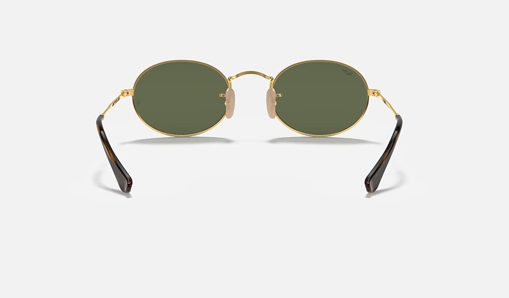 Ray-Ban RB3547N OVAL 001 51M Gold/Green Sunglasses For Men For Women + BUNDLE with Designer iWear Eyewear Kit