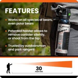 UDAP Pepper Power Bear Spray Self Defense Deterrent with Griz Guard Holster for Camping, Hiking, Fishing, Powerful Blast Pattern, 30 ft Fog Barrier, 12DCH, 9.2 oz, 2 Pack