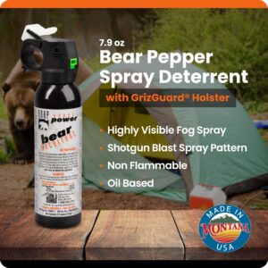 UDAP Pepper Power Bear Spray Self Defense Deterrent with Griz Guard Holster for Camping, Hiking, Fishing, Powerful Blast Pattern, 30 ft Fog Barrier, 12DCH, 9.2 oz, 2 Pack