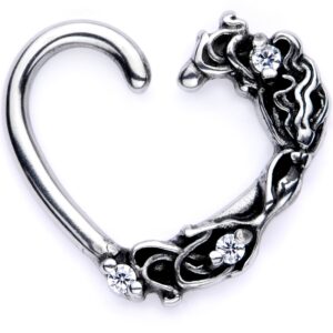 body candy body piercing jewelry 316l stainless steel 16g left closure daith floral heart tragus