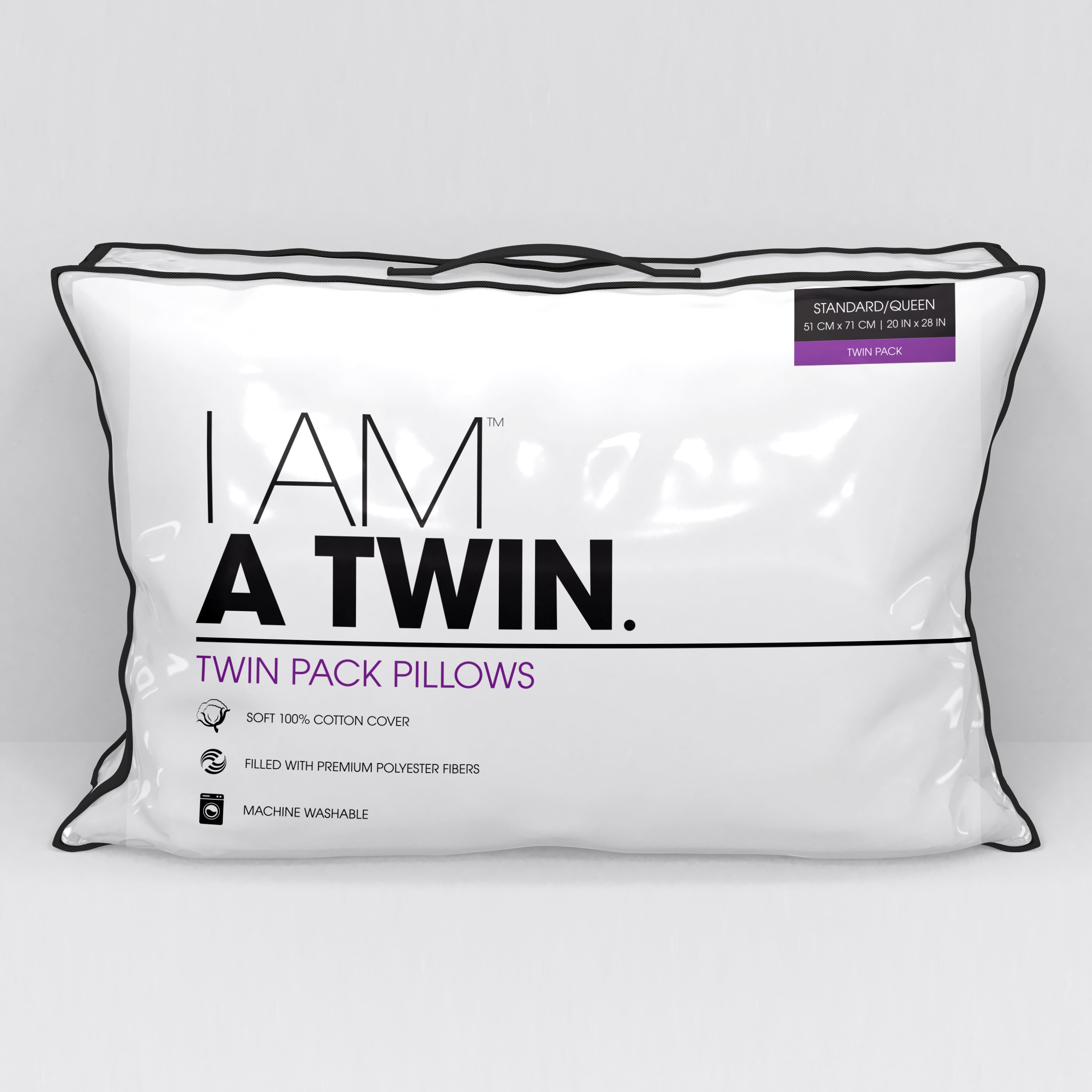 I AM A Twin Pillow, Jumbo, White 2 Count