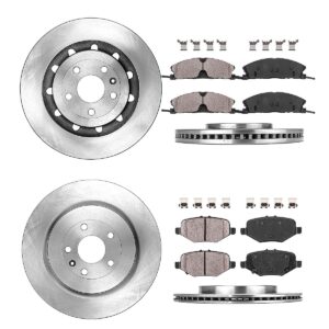 Callahan Brake Kit for Ford Explorer Flex Taurus Police Interceptor Sedan Utlity Lincoln MKS MKT Replacement Brake Rotors Ceramic Brakes Pads: 13.86" inch Front Rotor and 13.58" inch Rear Rotor