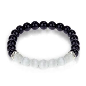 natural black obsidian crystal bracelet - chakra healing selenite agate for energy balancing